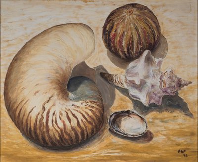 Muslingeskaller, 1993 (olie på papir) af Carolyn Hubbard Ford