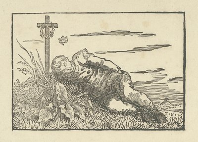 Dreng sover på en grav, 1802 af Caspar David Friedrich