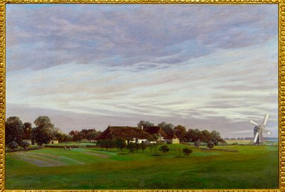 Fladt landskab (olie på lærred) af Caspar David Friedrich