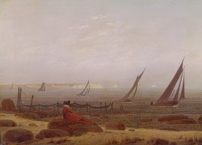 Kvinde ved havet. Omkring 1818 af Caspar David Friedrich