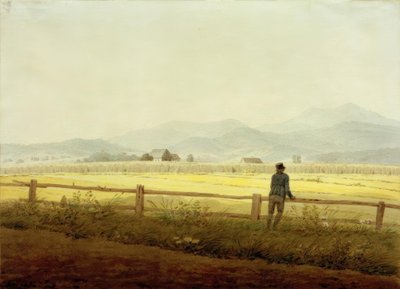 Bjerglandskab med figur (Schmiedeberger Kamm) af Caspar David Friedrich