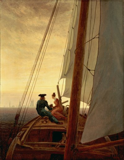 Tysk: Auf dem Segler På et sejlende skib af Caspar David Friedrich
