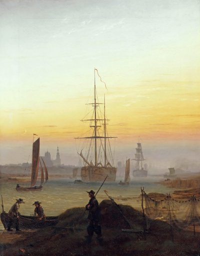 Tysk: Der Greifswalder Hafen Havnen i Greifswald af Caspar David Friedrich