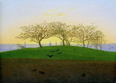 Bakker og pløjede marker nær Dresden af Caspar David Friedrich