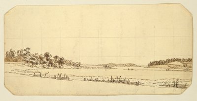 Lakeside, 1802-3 (pen og brun blæk vask med blyant på papir) af Caspar David Friedrich