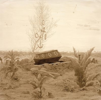 Kiste på en frisk grav af Caspar David Friedrich