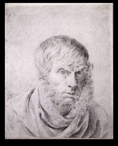 Selvportræt, ca. 1810 (sort kridt på papir) af Caspar David Friedrich