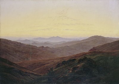 Kæmpebjerge / Før solopgang i bjergene af Caspar David Friedrich