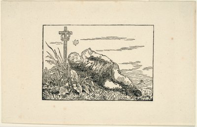 Ung mand liggende på en grav af Caspar David Friedrich