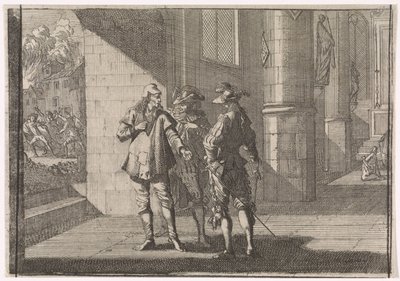 Masaniello taler med to adelsmænd i en kirke, 1647 af Caspar Luyken (attributed to)