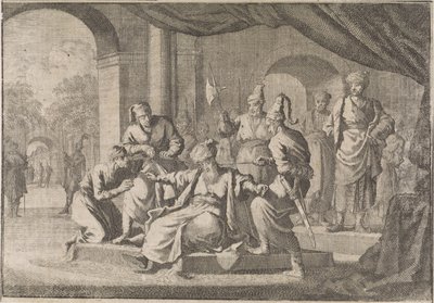 Mustafa, nevø til sultan Murat IV, bliver kvalt på hans kommando, 1639 af Caspar Luyken (attributed to)