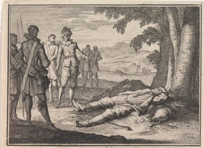 Filip den Gode finder en beruset bonde under et træ af Caspar Luyken