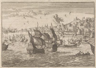 Genova bombet af den franske flåde, 1684 af Caspar Luyken