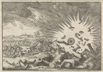 Eksplosion af et fransk krudtmagasin under belejringen af ​​Namur, 1640 af Caspar Luyken