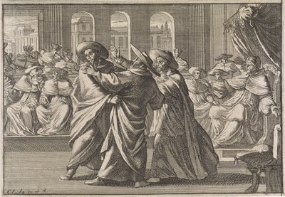 Under valget af Urban VIII støder kardinal Borja og kardinal Antonio Barberini sammen, 1632 af Caspar Luyken