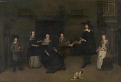 Familiescene af Caspar Netscher (attributed to)