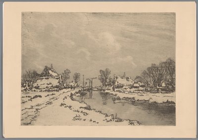 Snelandskab med kanal og vindebro af Casper M.L. Kouw