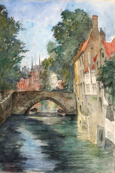 På kanalen, Brugge, 1928. af Cass Gilbert