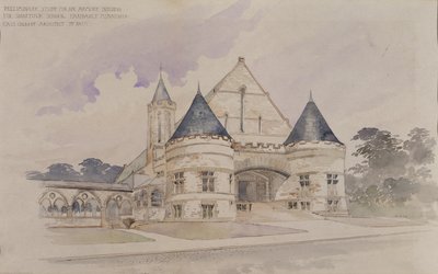 Forundersøgelse af en våbenhusbygning til Shattuck School, Faribault, Minnesota af Cass Gilbert