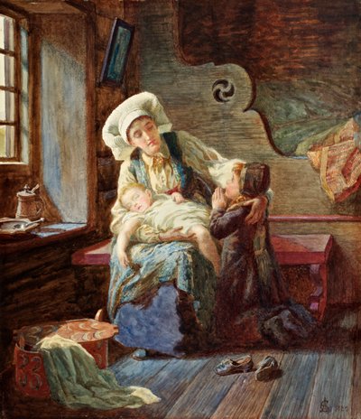 Aften i et norsk hjem, 1882 af Catharine Adelaide Sparkes