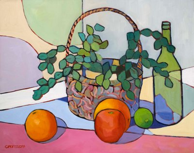 Bubbling Joy, 2024 (olie på panel) af Catherine J Martzloff
