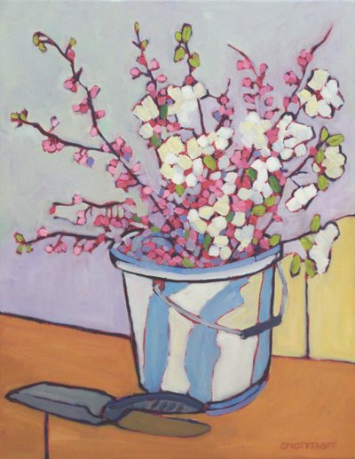 Bucket of Spring, 2023 (olie på lærred) af Catherine J Martzloff