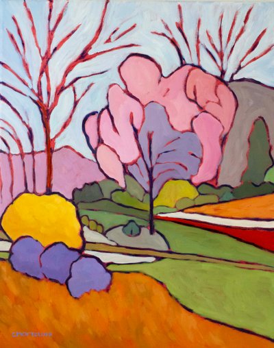 Spring Abstractions II,2024 (Olie på lærred) af Catherine J Martzloff