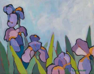 The Iris Fields, 2022 (olie på lærred) af Catherine J Martzloff