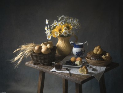 Rustikt morgenmadsstilleben af Catherine Wang