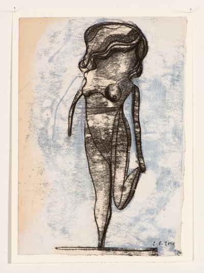 Doll On One Leg, 2014 (monoprint og akrylmaling) af Cathie Pilkington