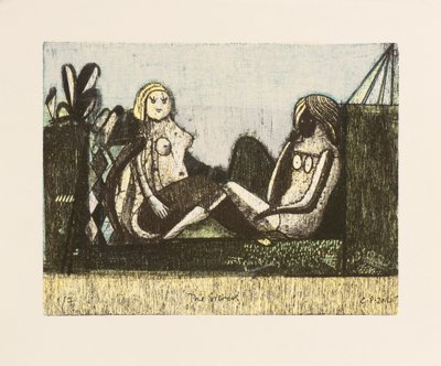 The Sisters, 2014 (mokulito-litografier med håndkolorering) af Cathie Pilkington