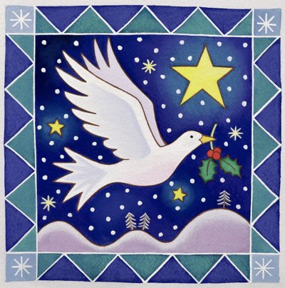 Christmas Dove (wc på papir) af Cathy Baxter