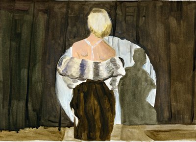 03.11.09 - The modelled the fur in their apartment, 2009 (olie på papir) af Cathy Lomax