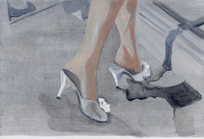 Filmdagbog #47 (23.04.13 She got undressed), 2015 (olie på papir) af Cathy Lomax