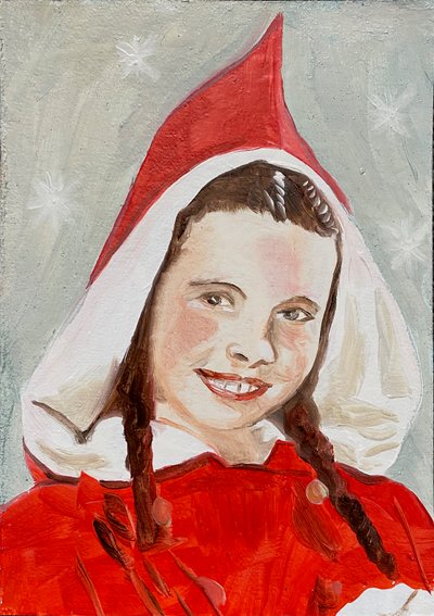 Margaret, 2023 (olie på papir) af Cathy Lomax