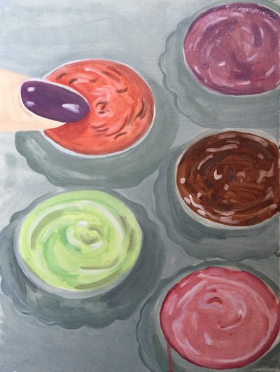 More Magic, 2016 (olie på papir) af Cathy Lomax