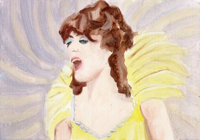 Myrtle (Mardi Gras Costume), 2024 (olie på papir) af Cathy Lomax
