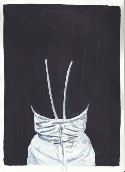 The Girl Upstairs 1, back, 2012 (olie og akryl på papir) af Cathy Lomax