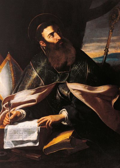 Portræt af St. Augustine af Hippo (olie på lærred) af Cecco de Caravaggio