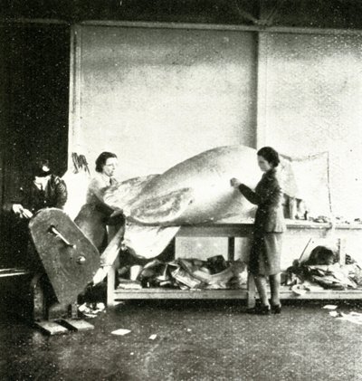 Reparation af spærreildsballoner, c1943. af Cecil Beaton