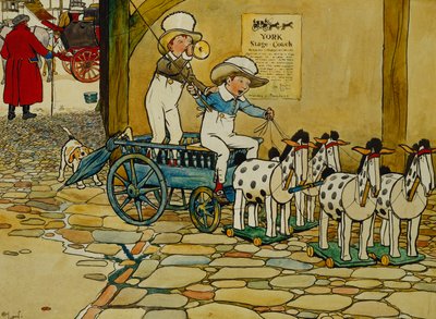 Afhugger den gamle blok; The York Stage Coach, af Cecil Charles Windsor Aldin