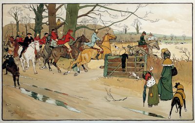Gravering af Cecil Aldin (1870 -?), england. Saml. En del af Cecil Charles Windsor Aldin