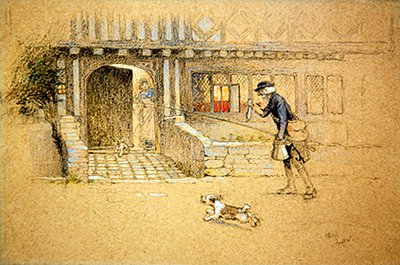 Returning Home (farvet kridt på farvet papir) af Cecil Charles Windsor Aldin