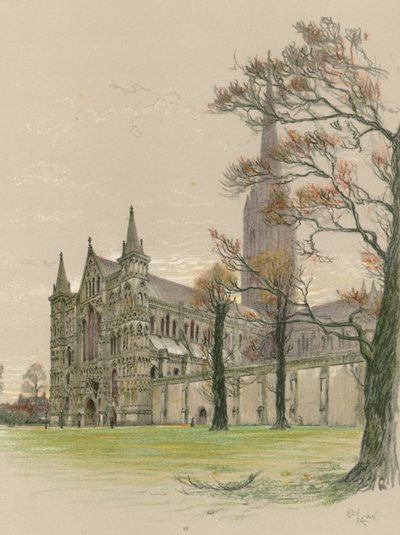 Salisbury katedral af Cecil Charles Windsor Aldin