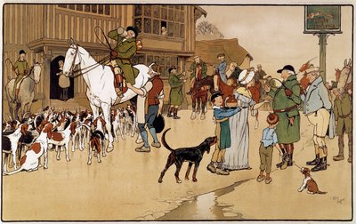 Stop ved kroen under en harejagt. Akvarel af Cecil Aldin (1870-1935) af Cecil Charles Windsor Aldin