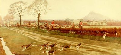 The Cheshire - væk fra Tattenhall, 1912 (pen, blæk og wc) (for detaljer se 85437) af Cecil Charles Windsor Aldin