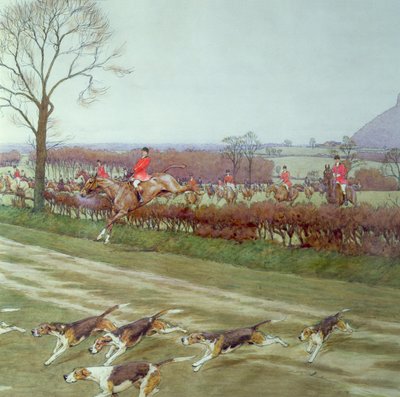 The Cheshire - væk fra Tattenhall, 1912 pen, blæk og wc detalje af 85436 af Cecil Charles Windsor Aldin