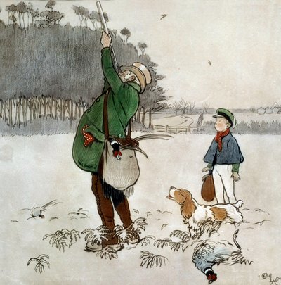 The Fighter Shooting Ducks Akvarel af Cecil Aldin (1870-1935) Privat samling fra det 19. århundrede af Cecil Charles Windsor Aldin