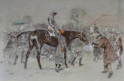 At lede i vinderen, mens bookmakerne jublede, ca. 1920-25 (pastel) af Cecil Charles Windsor Aldin