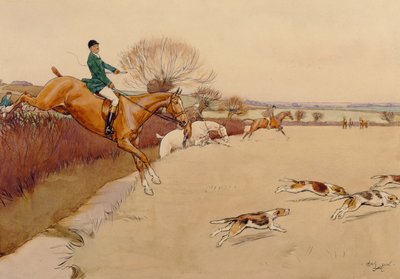 Up and Over (grafit, pen og blæk og wc på papir) af Cecil Charles Windsor Aldin